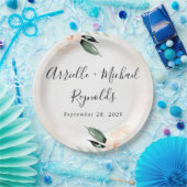 赤面ピンクフローラエレガントシャンパン庭園の結婚式 ペーパープレート (パーティー)