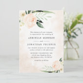 赤面ピンクフローラエレガントシャンパン庭園の結婚式 招待状 (スタンド正面)