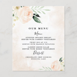 赤面ピンクフローラエレガントシャンパ結婚ーニュのメニュー