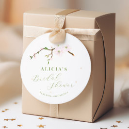 赤面ピンクフローラエレガント春ブライダルシャワー ラウンドシール
