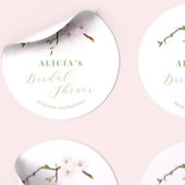 赤面ピンクフローラエレガント春ブライダルシャワー ラウンドシール