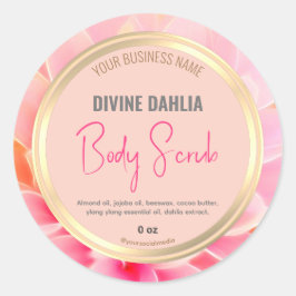 赤面ピンクフローラエレガント金ゴールドフレーム製品ラベル ラウンドシール