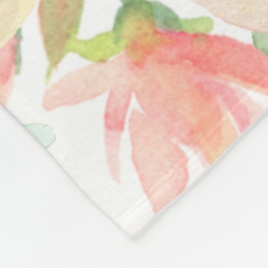 赤面ピンクフローラエレファントガール フリースブランケット (角)