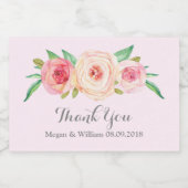 赤面ピンクフローラカスタムウェディングラベル フードラベル (シングルラベル)