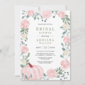 赤面ピンクフローラカボチャ写真ブライダルシャワー 招待状 (正面)