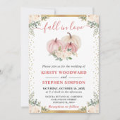 赤面ピンクフローラカボチャ秋の結婚式 招待状 (正面)