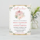 赤面ピンクフローラカボチャ秋の結婚式 招待状 (スタンド正面)