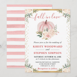 赤面ピンクフローラカボチャ秋の結婚式 招待状