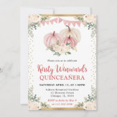 赤面ピンクフローラカボチャ秋キンセアニェラ 招待状 (正面)