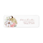 赤面ピンクフローラカボチャ秋ブライダルシャワーラベル ラベル (正面)