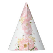 赤面ピンクフローラカワイトベビーエレファント1歳の誕生日 パーティーハット (裏面)