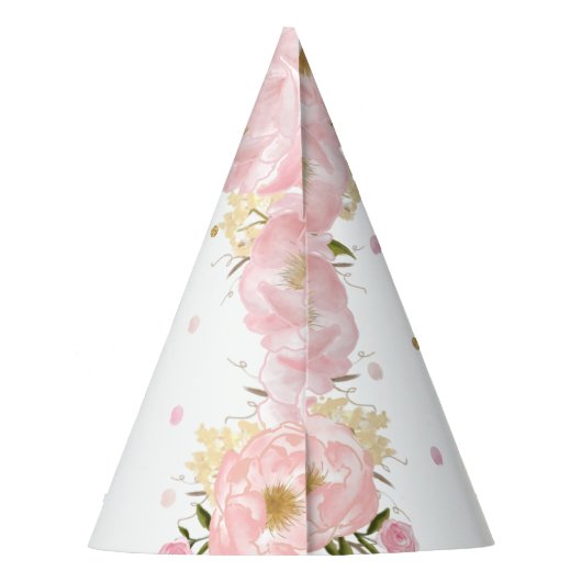 赤面ピンクフローラカワイトベビーエレファント1歳の誕生日 パーティーハット (裏面)