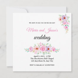 赤面ピンクフローラカントリーウェディング招待状 招待状