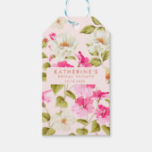 赤面ピンクフローラガーデン花ブライダルシャワー ギフトタグ (正面)