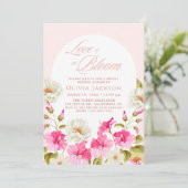 赤面ピンクフローラガーデン花ブライダルシャワー 招待状 (スタンド正面)