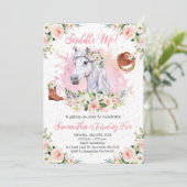 赤面ピンクフローラガールズホース誕生日パーティー 招待状 (スタンド正面)