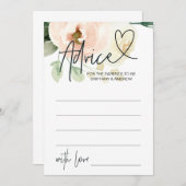 赤面ピンクフローラガールベビーシャワーアドバイスカード 招待状 (正面/裏面)