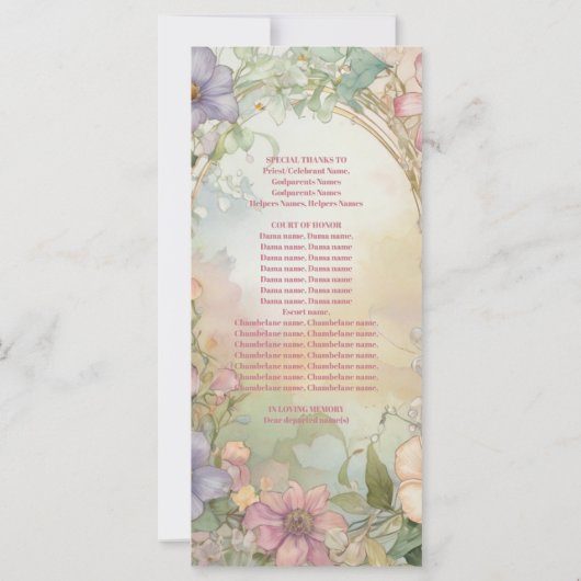 赤面ピンクフローラキンセアニェラお祝い (裏面)