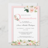 赤面ピンクフローラキンセアニェラお祝い 招待状 (正面)