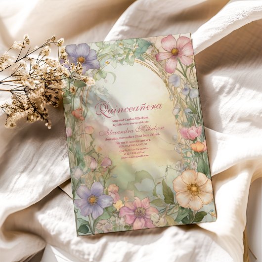 赤面ピンクフローラキンセアニェラお祝い 招待状