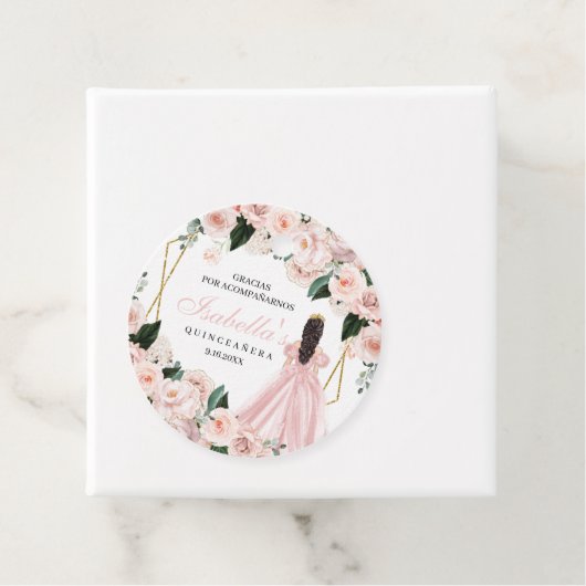 赤面ピンクフローラキンセアニェラサークルメッセージカード フェイバータグ (インサイチュ)