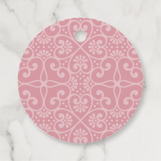 赤面ピンクフローラキンセアニェラサークルメッセージカード フェイバータグ (裏面)