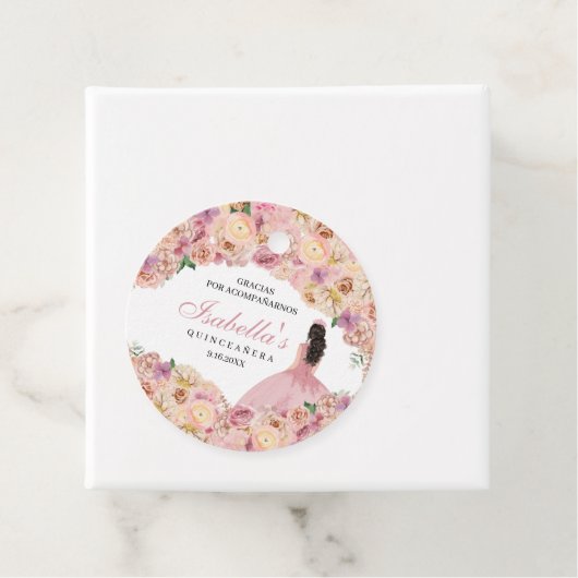 赤面ピンクフローラキンセアニェラサークルメッセージカード フェイバータグ (インサイチュ)