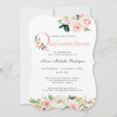 赤面ピンクフローラキンセアニェラパーティーお祝い 招待状 (正面)