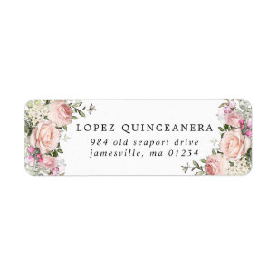 赤面ピンクフローラキンセアニェラ差出人住所 ラベル