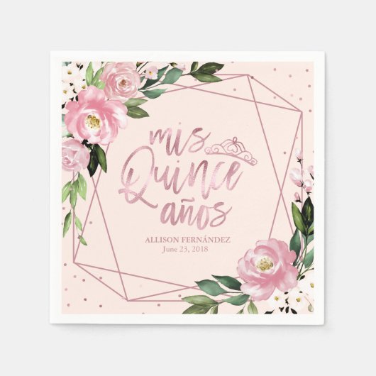 赤面ピンクフローラキンセアニェラ スタンダードカクテルナプキン (正面)