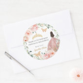 赤面ピンクフローラキンセアニラスイート16誕生日 ラウンドシール (封筒)