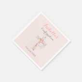 赤面ピンクフローラクロスネーム女の子の確認 スタンダードカクテルナプキン (角)