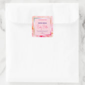 赤面ピンクフローラグラデーションフレーム製品ラベル スクエアシール (バッグ)