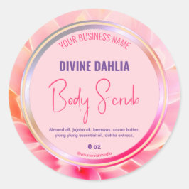 赤面ピンクフローラグラデーションフレーム製品ラベル ラウンドシール