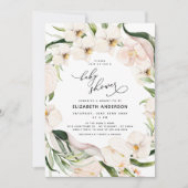 赤面ピンクフローラグリーナリージャングルガールベビーシャワー 招待状 (正面)