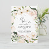 赤面ピンクフローラグリーナリージャングルガールベビーシャワー 招待状 (スタンド正面)