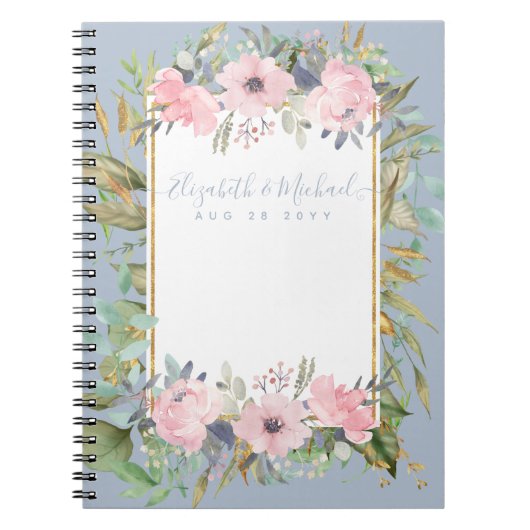 赤面ピンクフローラグリーナリーボホ結婚ズ ノートブック (正面)