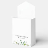 赤面ピンクフローラグリーンリーオンホワイトウェディングシャワー フェイバーボックス (オープン)