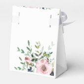 赤面ピンクフローラグリーンリーオンホワイトウェディングシャワー フェイバーボックス (裏面サイド)