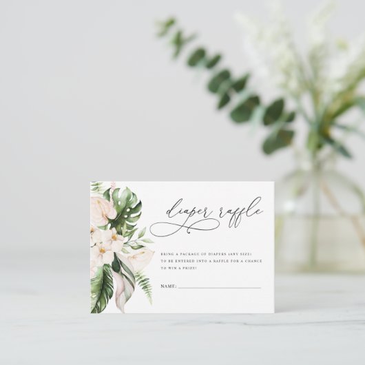 赤面ピンクフローラグリーンリーガールおむつラッフル エンクロージャーカード (スタンド正面)