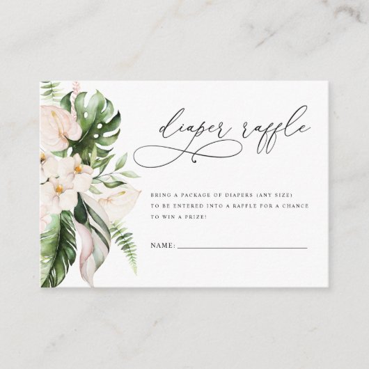 赤面ピンクフローラグリーンリーガールおむつラッフル エンクロージャーカード (正面)