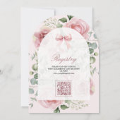 赤面ピンクフローラコケット弓海軍ベビーシャワー 招待状 (裏面)