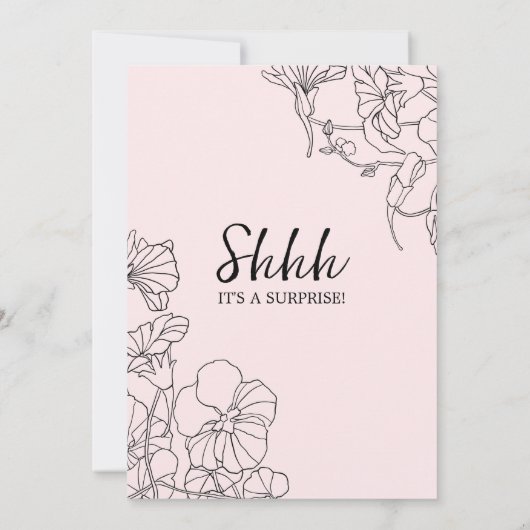 赤面ピンクフローラサプライズ50誕生日 招待状 (裏面)