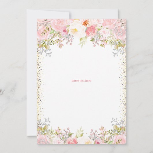 赤面ピンクフローラサプライズ80誕生日 招待状 (裏面)