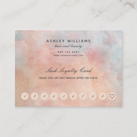 赤面ピンクフローラサロン10訪問ロイヤリティカード 名刺 (裏面)