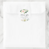 赤面ピンクフローラサンキューステッカー ラウンドシール (バッグ)