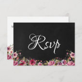 赤面ピンクフローラシャルボードウェディングRSVPカード セーブザデート (正面/裏面)