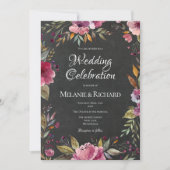 赤面ピンクフローラシャルボード結婚式招待状 招待状 (正面)