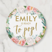 赤面ピンクフローラシャンパンポップ・アートのイットのお気に入り フェイバータグ (正面)