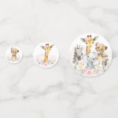 赤面ピンクフローラジャングルサファリベビーアニマルズパーティー コンフェッティ (裏面)